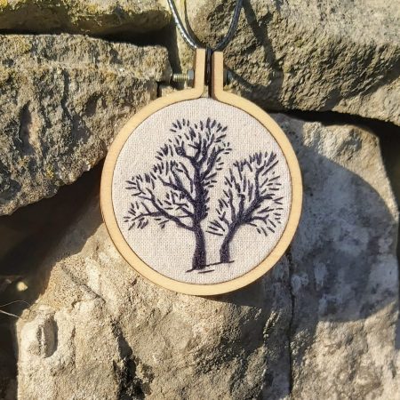 Winter Trees, Study #1 - Miniature original embroidery