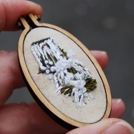 Monsal Weir Study #2 - Miniature original embroidery