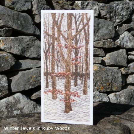 Winter Jewels in Ruby Wood - Single Fine Art Greeting Card