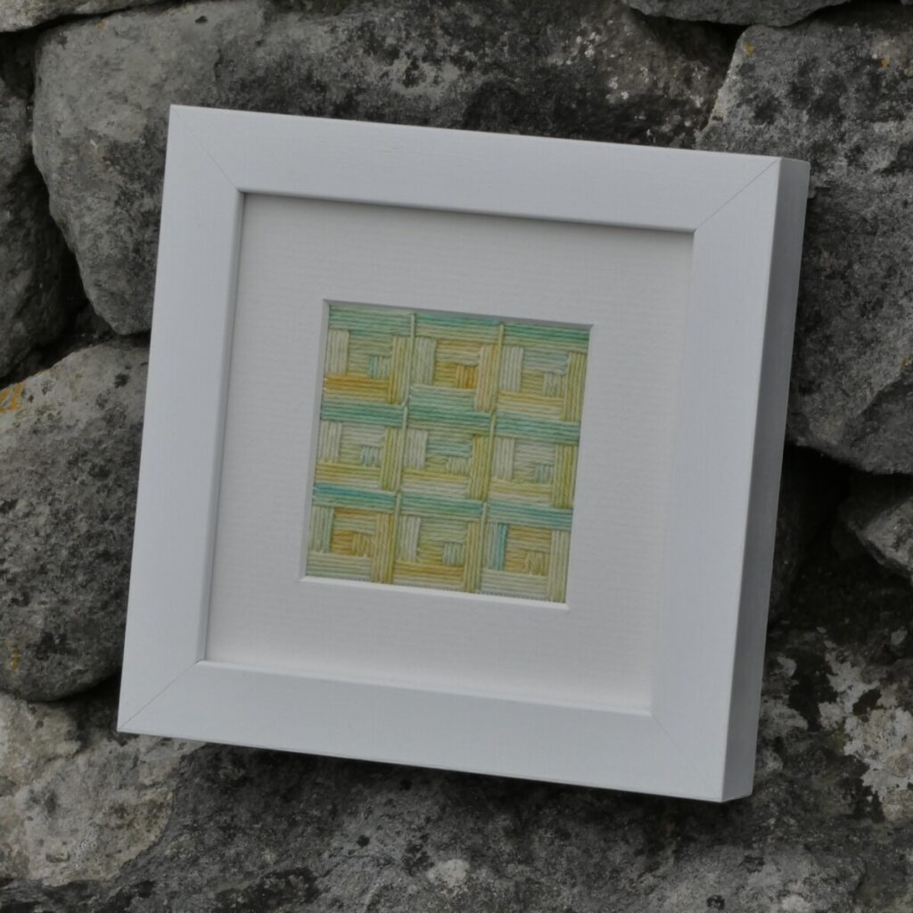 Log Cabin, Study #1- Miniature original hand embroidery